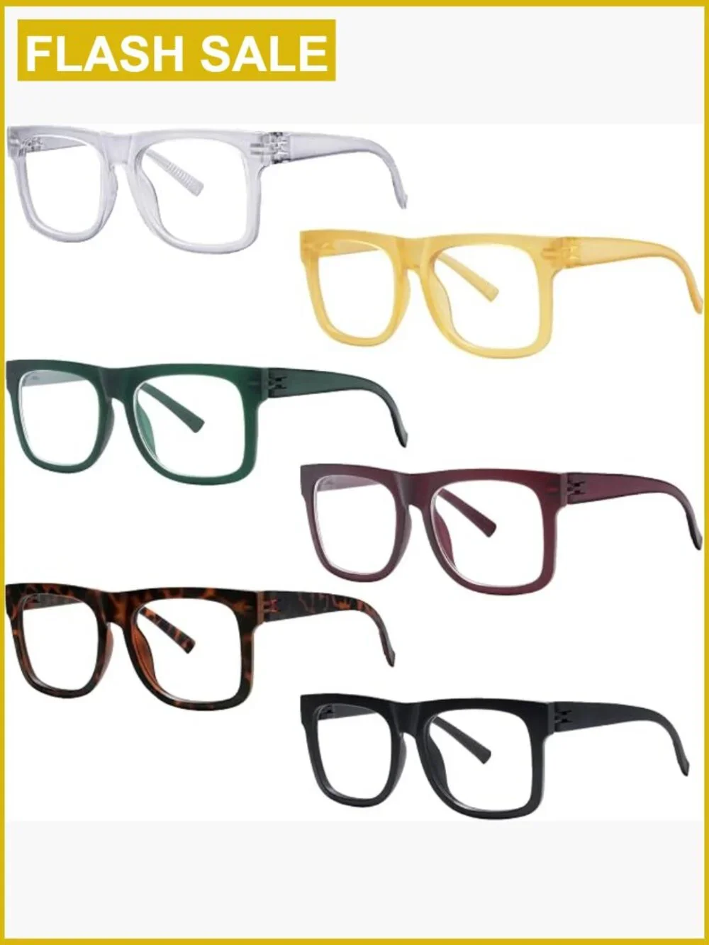 Oversized Screwless Spring Hinge Reading Glasses 6 Pack +2.00 Unisex